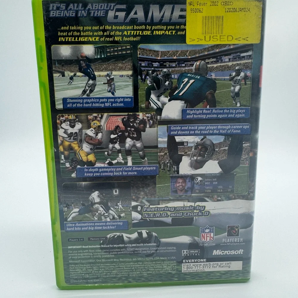 Microsoft NFL Fever 2002 Xbox Game - Green Case